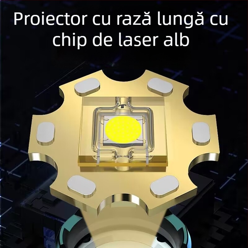 Lampa frontală LED montată pe cap, 25W, rotire la 360°, rază peste 500 m, alimentare pe baterie, baterie 1200 mAh, corp din aliaj de aluminiu