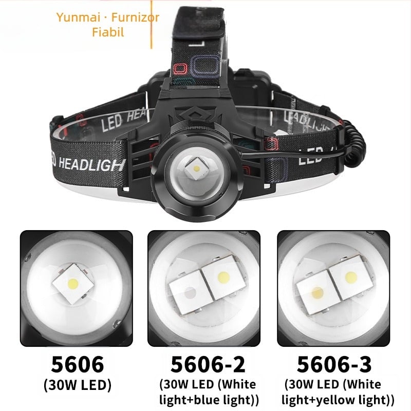 Frontala LED din aliaj de aluminiu, 10W, reîncărcabilă, baterii 2x18650 (neincluse), rază peste 500 m