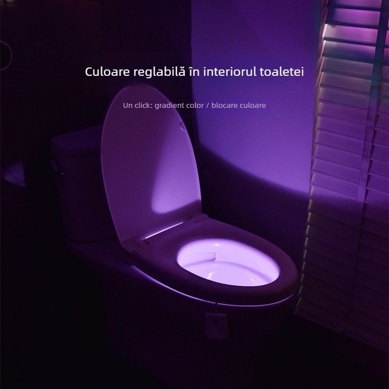 Lumină de noapte pentru toaletă cu proiecție RGB și desen cu stele, design suspendat, senzor de mișcare, model F16