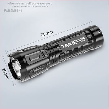 Lanternă de mână HS105 — LED 3W, 3.7V, baterie 14500, fascicul de 90°