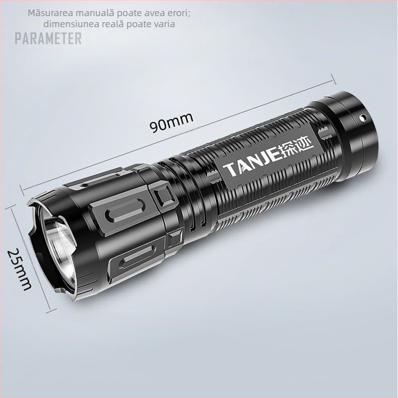 Lanternă de mână HS105 — LED 3W, 3.7V, baterie 14500, fascicul de 90°