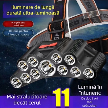 Lampa frontală LED USB reîncărcabilă, rază 200 m, impermeabilă, 113 g