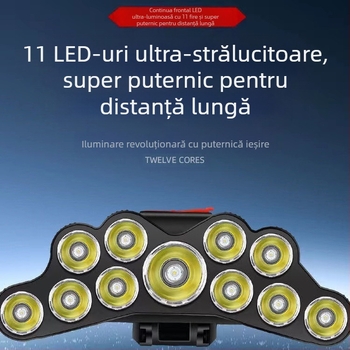 Lampa frontală LED USB reîncărcabilă, rază 200 m, impermeabilă, 113 g