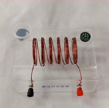 Kit educațional pentru experimente electrice: bobină solenoidală, fir de cupru, ac magnetic, pulbere de fier