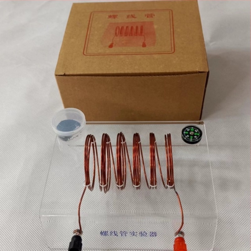 Kit educațional pentru experimente electrice: bobină solenoidală, fir de cupru, ac magnetic, pulbere de fier
