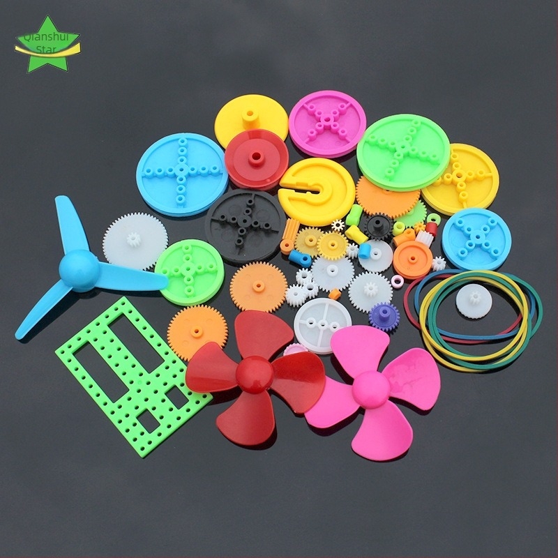 Set de angrenaje din plastic pentru jucării — Thousand Mercury; set de 55 de piese de angrenaj; ambalare în pungă; accesorii pentru modele DIY