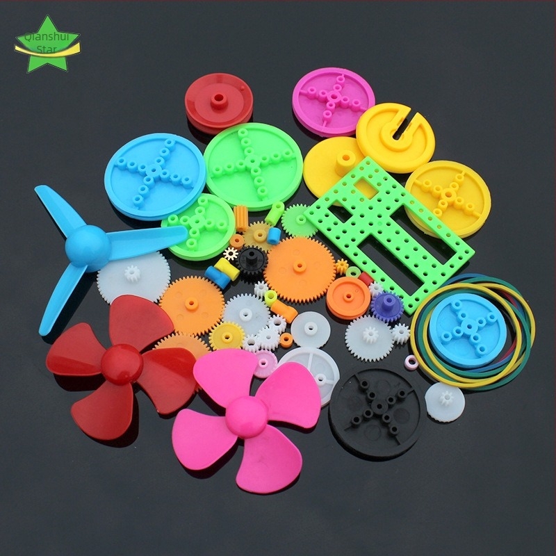 Set de angrenaje din plastic pentru jucării — Thousand Mercury; set de 55 de piese de angrenaj; ambalare în pungă; accesorii pentru modele DIY
