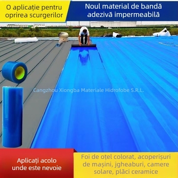 Rulou autoadeziv pentru acoperiș, etanșare și izolație termică, UV‑rezistent și durabil, fibră de poliester cu miez PE, structură stratificată, rolă
