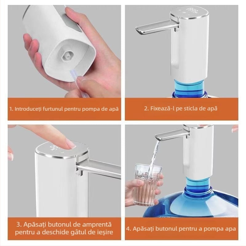 Pompă de apă pentru butoi cu ecran tactil, model H4, corp ABS, 5V, 4W