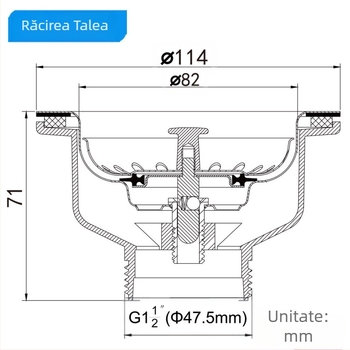 Drenaj de chiuvetă Talea XK223C034, corp cu bilă din oțel, placare aurie PVD, model XK223C034, material: alamă 304