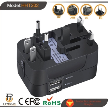 Adaptor universal de călătorie USB cu convertor de alimentare — RRTRAVEL, convertor global multi-funcțional, CE, FCC, ROHS, BS8546, UKCA