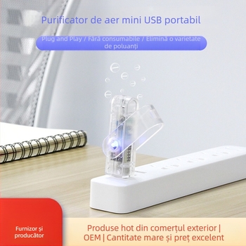 Jingcheng Purificator de aer USB portabil cu ioni negativi – elimină fumul, ceața și praful PM2.5