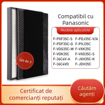Green dust set filtru aer FPXJ35C/FPDF35C cu cărbune activ și HEPA, pentru Panasonic 35C, set de trei părți, elimină formaldehidă și PM2.5