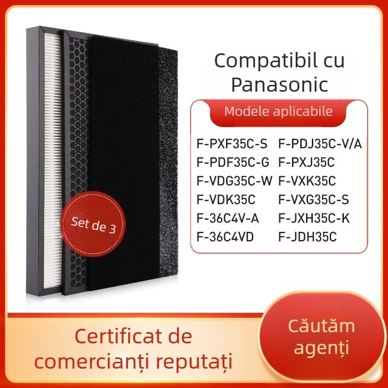 Green dust set filtru aer FPXJ35C/FPDF35C cu cărbune activ și HEPA, pentru Panasonic 35C, set de trei părți, elimină formaldehidă și PM2.5