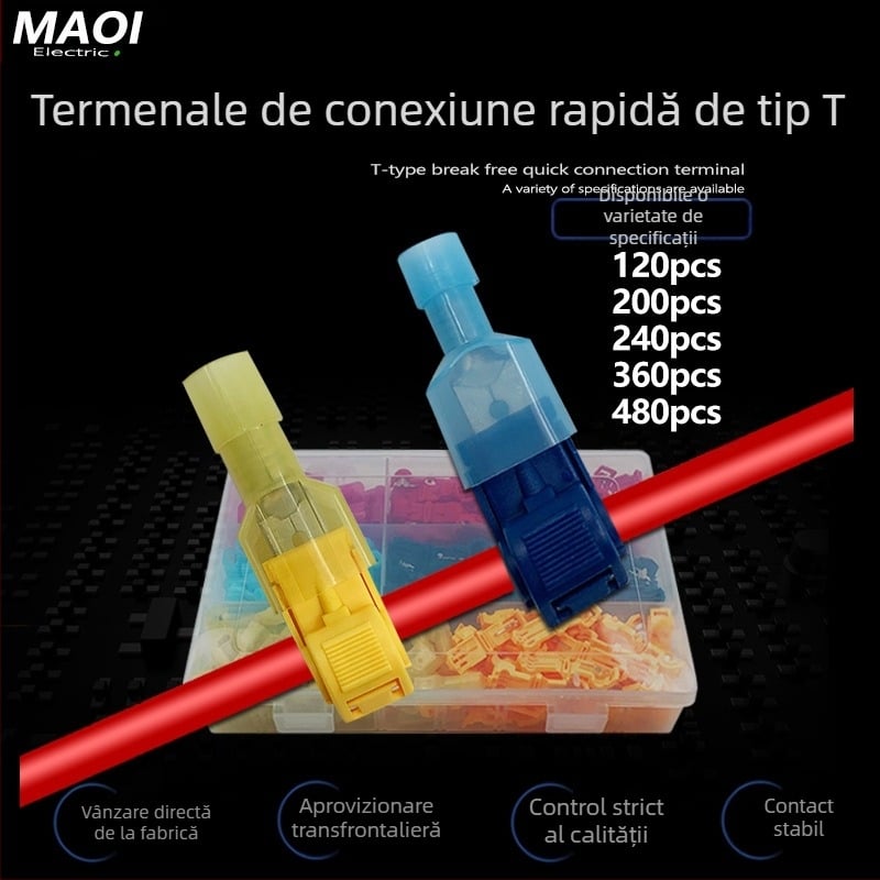 Terminal de conectare rapidă de tip T pentru magistrala principală și ramificații, interfață obișnuită, 15A, AC220V