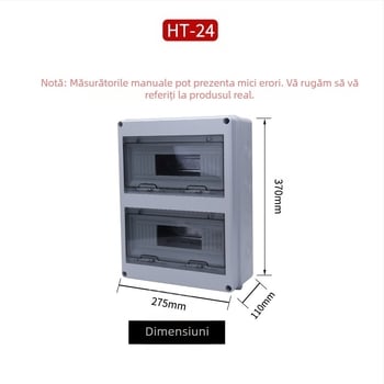 Cutie distribuție din ABS HT-24 pentru exterior, 24 canale, montaj pe suprafață, IP65 rezistentă la apă și praf