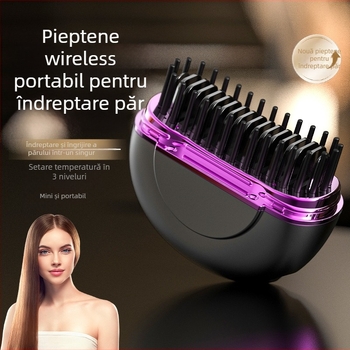 Pieptene fără fir pentru netezire și ondulare a părului, încălzire cu ceramică, 27W, 3 setări de temperatură, diametrul conductorului de încălzire sub 15 mm
