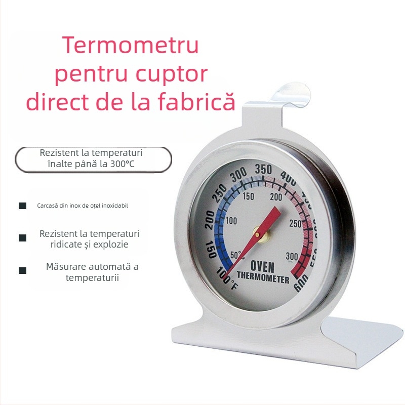 Termometru de cuptor din oțel inoxidabil, 50–300°C, independent pentru cuptor și grătar
