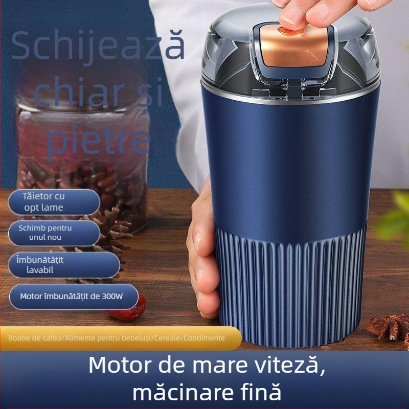 Melină portabilă multifuncțională pentru uz casnic, corp și cupă din oțel inoxidabil, capacitate sub 1 L, 2 lame, viteză 10000–19999 rpm, tensiune 111–240 V, complet automată, stil retro