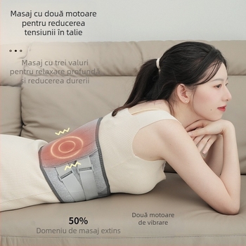 Bandă de talie wireless cu încălzire, compresie caldă și fizioterapie — reîncărcabilă, control mecanic, viteză fără trepte