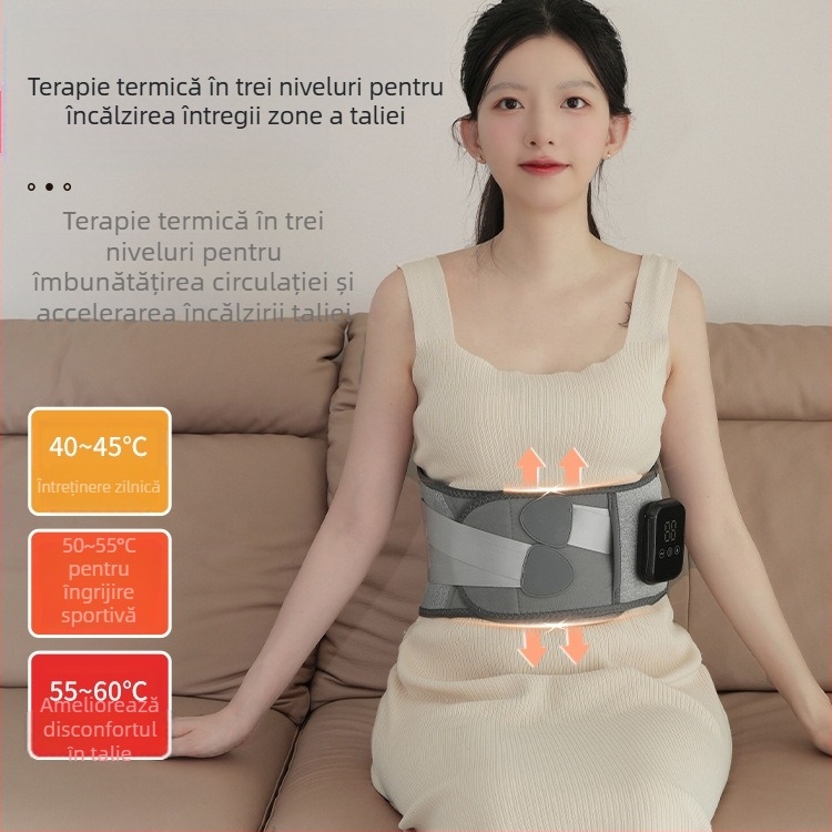 Bandă de talie wireless cu încălzire, compresie caldă și fizioterapie — reîncărcabilă, control mecanic, viteză fără trepte