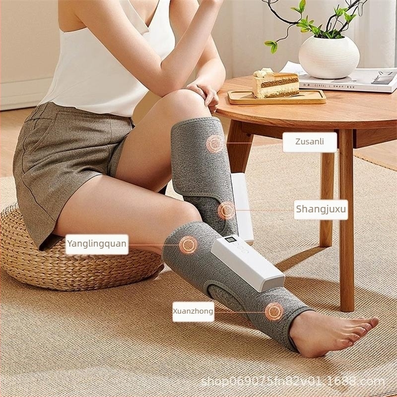 Masaj pentru picior cu pernă de aer și presiune – protecție pentru gambe și genunchi, încărcare fără fir, 5V, 5W, 35–45°C