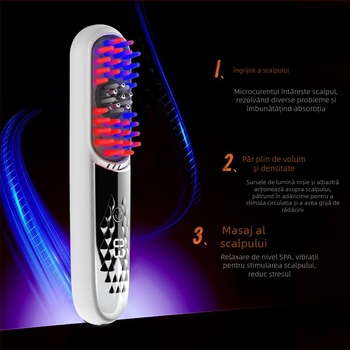 Pieptene electric pentru scalp medicat, terapie cu lumină pentru îngrijire păr, model HF188