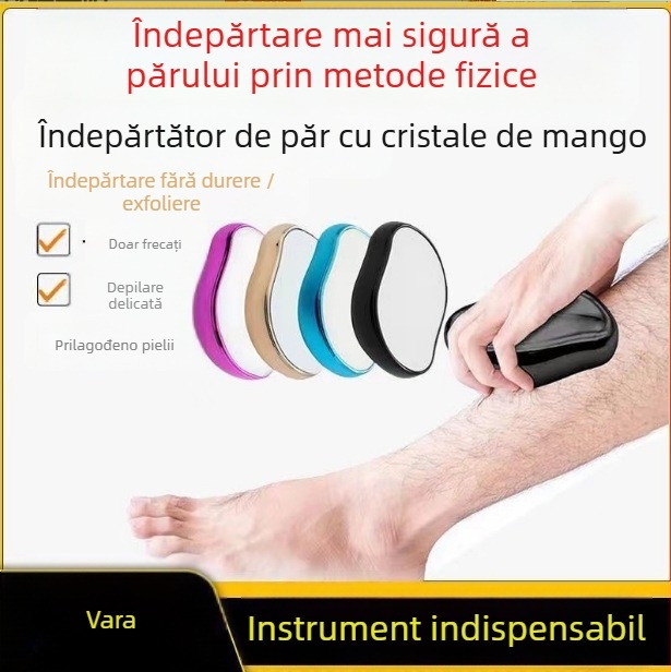 Îndepărtător manual de păr din sticlă, dispozitiv portabil de exfoliere din sticlă pentru uz casnic, nano sticlă, cap de măcinare rotund