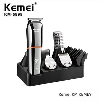 KEMEI KM-5898 aparat de tuns electric USB-reîncărcabil cu afișaj LCD și lame din oțel inoxidabil