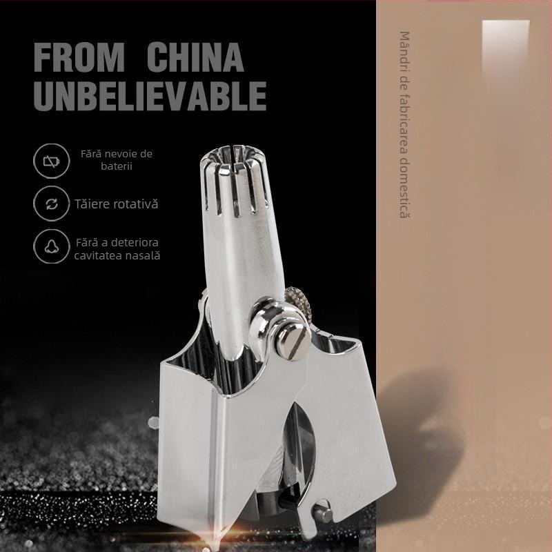 Trimmer manual pentru păr nazal – oțel inoxidabil, lavabil pentru întregul corp, fără baterie, aparat de ras și trimmer pentru nas