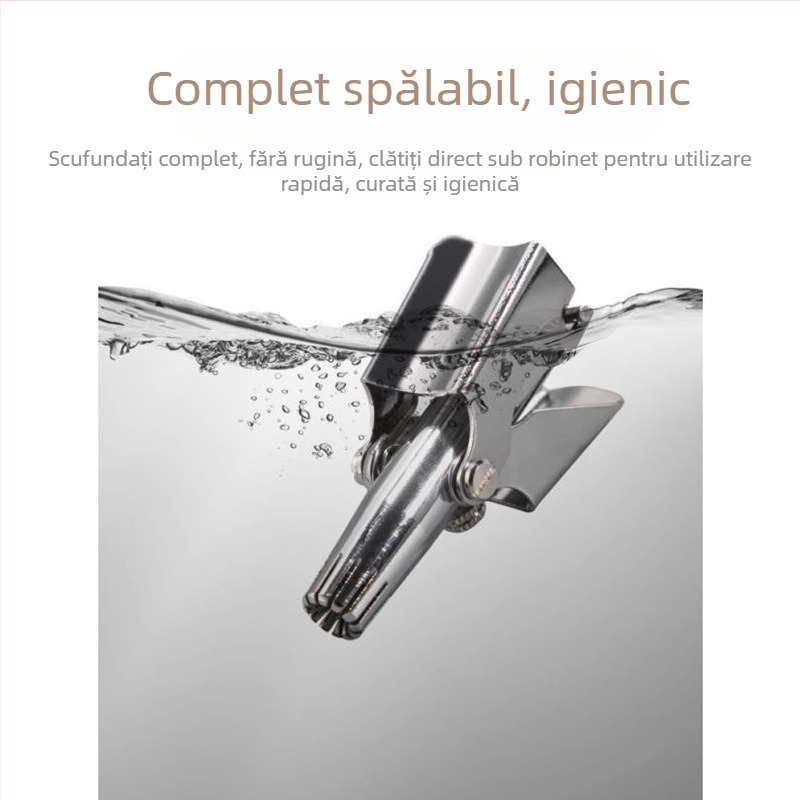 Trimmer manual pentru păr nazal – oțel inoxidabil, lavabil pentru întregul corp, fără baterie, aparat de ras și trimmer pentru nas