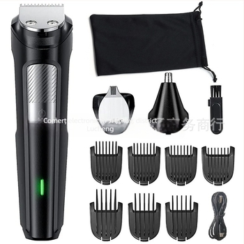 Mașină de tuns păr electrică profesională cu baterie încorporată, lame din oțel inoxidabil, capac de tăiere detașabil și lavabil, rezistentă la apă