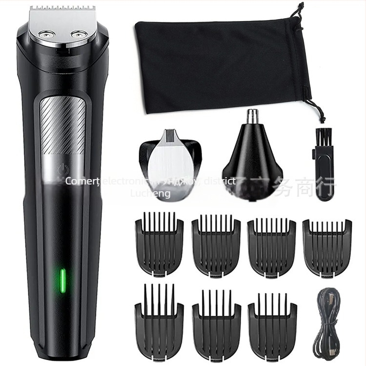 Mașină de tuns păr electrică profesională cu baterie încorporată, lame din oțel inoxidabil, capac de tăiere detașabil și lavabil, rezistentă la apă