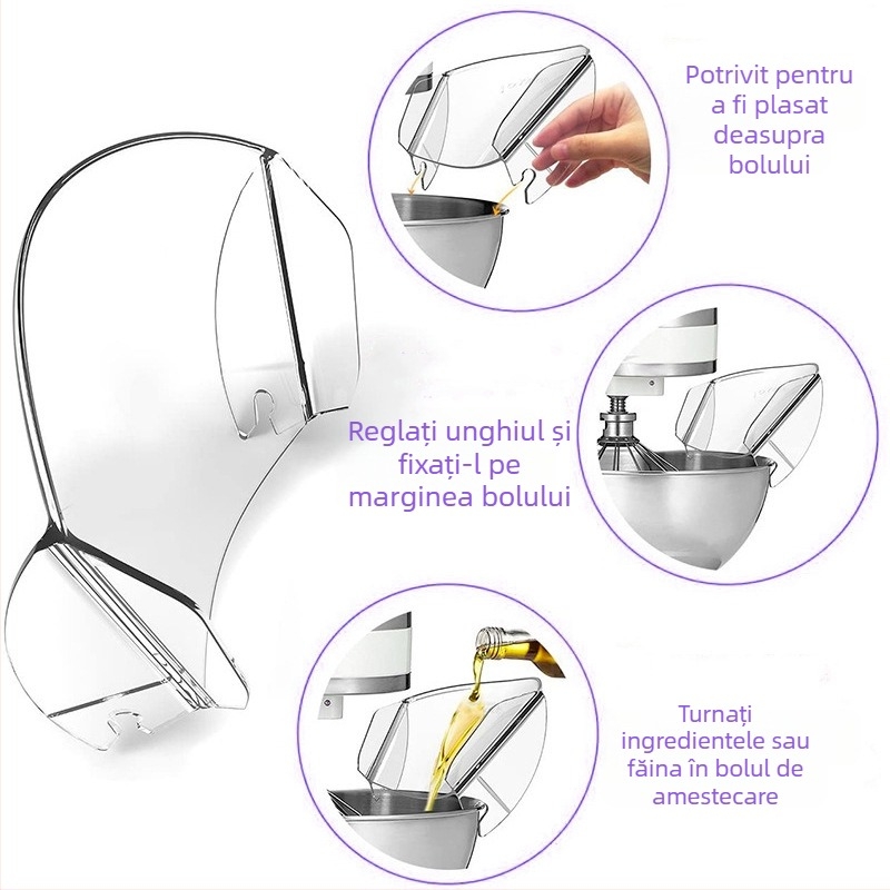 Protector pentru stropi al mixerului KitchenAid - Material PC, Model 01, Montaj