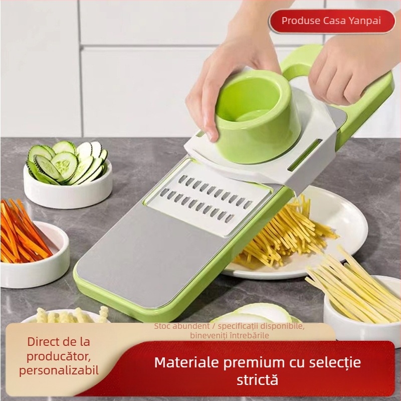 Tăietor de legume multifuncțional - răzător pentru cartofi și castraveți cu protecție pentru mână - personalizabil cu siglă imprimată, gata pentru marcă privată