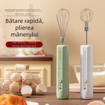 Mixer electric pentru ouă, oțel inoxidabil, fără fir, reîncărcabil, baterie 1200mAh, 1200 rpm, 15W (oțel inoxidabil; fără fir; 1200mAh; 1200 rpm; 15W)