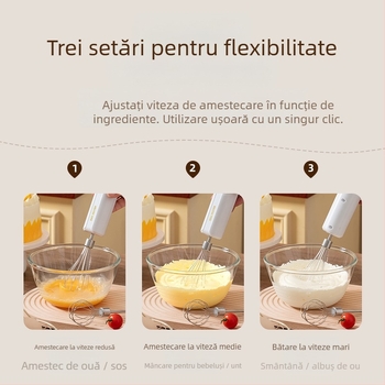 Mixer electric pentru ouă, oțel inoxidabil, fără fir, reîncărcabil, baterie 1200mAh, 1200 rpm, 15W (oțel inoxidabil; fără fir; 1200mAh; 1200 rpm; 15W)