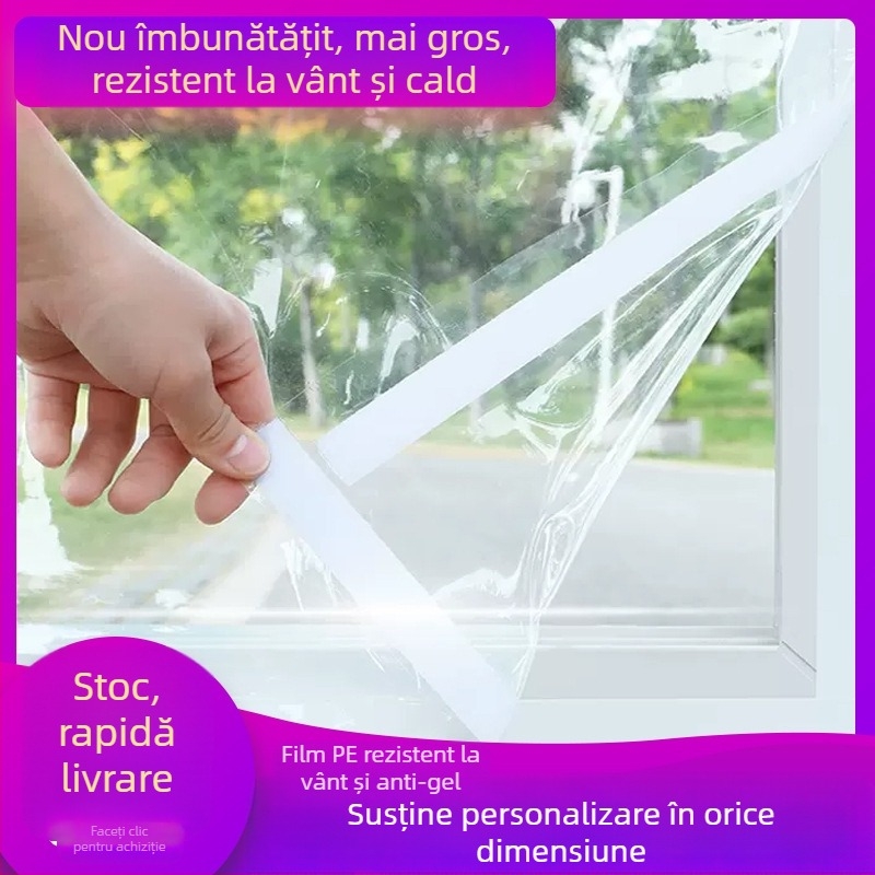 Perdea izolatoare pentru fereastră – PE, rezistentă la vânt și caldă; pentru living, dormitor, restaurant; stil modern minimalist (Material: PE; Tip perdea: perdea pentru fereastră PE; Spațiu: living/dormitor/restaurant)