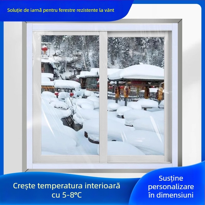 Perdea izolatoare pentru fereastră – PE, rezistentă la vânt și caldă; pentru living, dormitor, restaurant; stil modern minimalist (Material: PE; Tip perdea: perdea pentru fereastră PE; Spațiu: living/dormitor/restaurant)