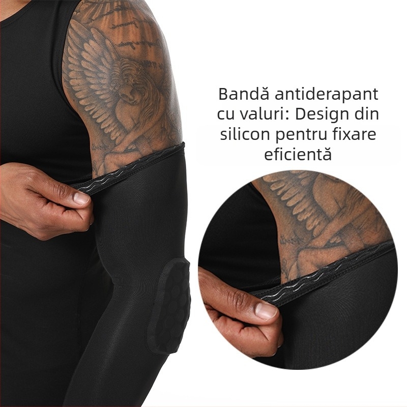 Protecții pentru coate din Spandex, cu model faguri, pentru fotbal și baschet; potrivite pentru alergare, ciclism, tenis și alte jocuri cu mingea