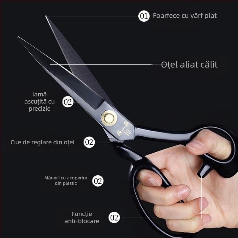 Zhang Xiaoquan Foarfece Croitor Type 65, Oțel 65Mn, Foarfece de cusut, Capă mare