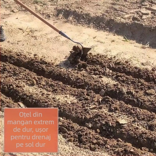 Lopată plată de grădină cu mâner din fier și corp din oțel cu conținut scăzut de carbon