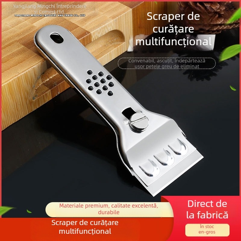 Scraper multifuncțional pentru plăci de bucătărie, lamă din oțel inoxidabil și mâner din oțel - Brand: Other