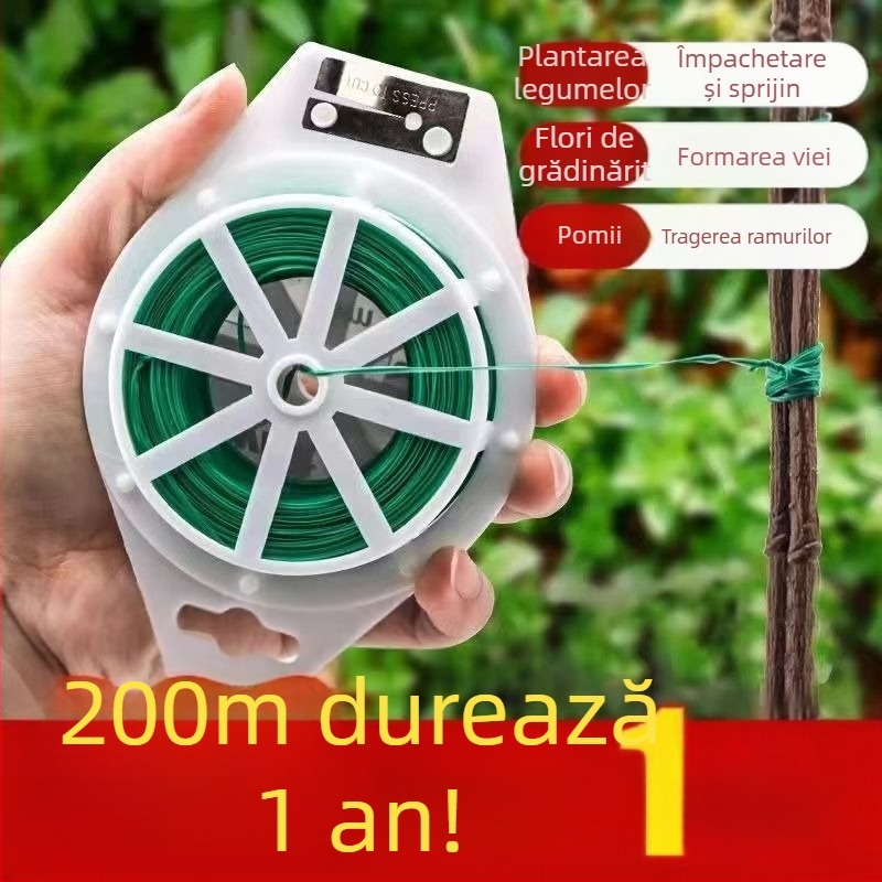 Sfoară de legat plante cu PVC acoperit, sârmă, 0,7–0,8 mm, pentru grădină, viță și plante înflorite