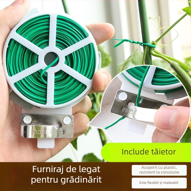 Sfoară de legare pentru grădină cu acoperire PVC, sârmă din fier, grosime 0.7 mm, utilizare universală, clasă rezistență la incendiu 1
