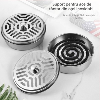 X-30 Cutie din oțel inoxidabil îngroșat pentru tămâie repelentă de țânțari, cu capac, rezistent la vânt, tavă de aromă reutilizabilă, cu logo