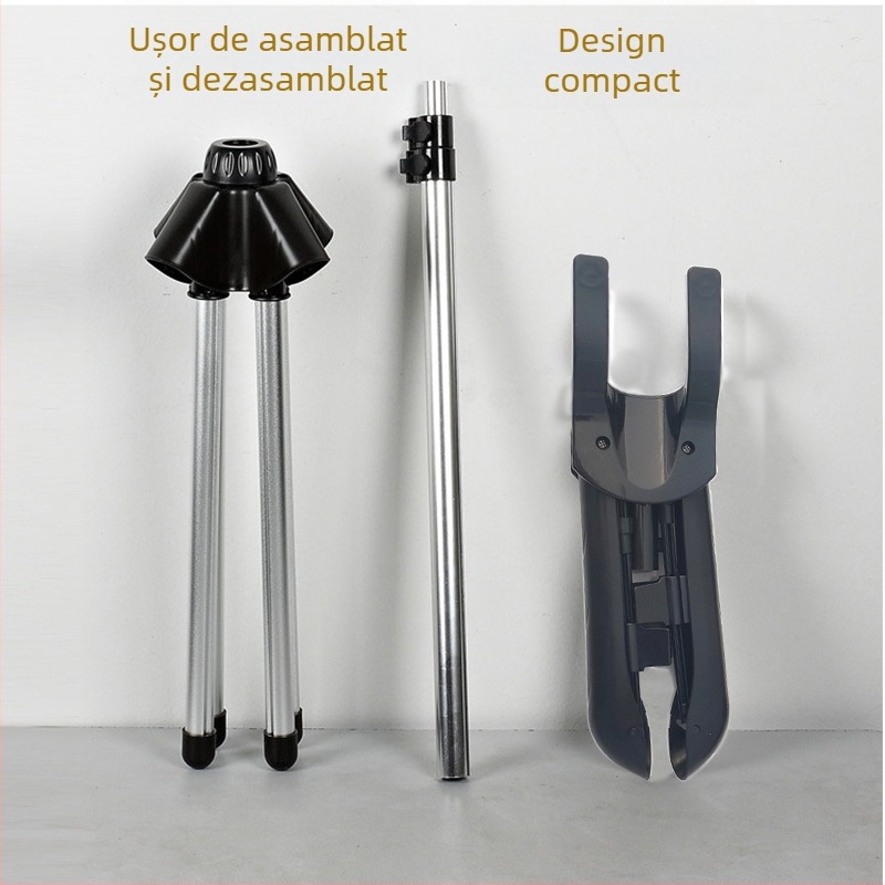 Suport pentru aparat de abur haine, set de trei piese cu tijă telescopică din aluminiu, bază cu patru picioare, tijă telescopică pentru masă de călcat