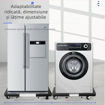 Raft de depozitare din oțel inoxidabil, mobil, pentru frigider și mașină de spălat, reglabil, telescopic, cu roți antiderapante