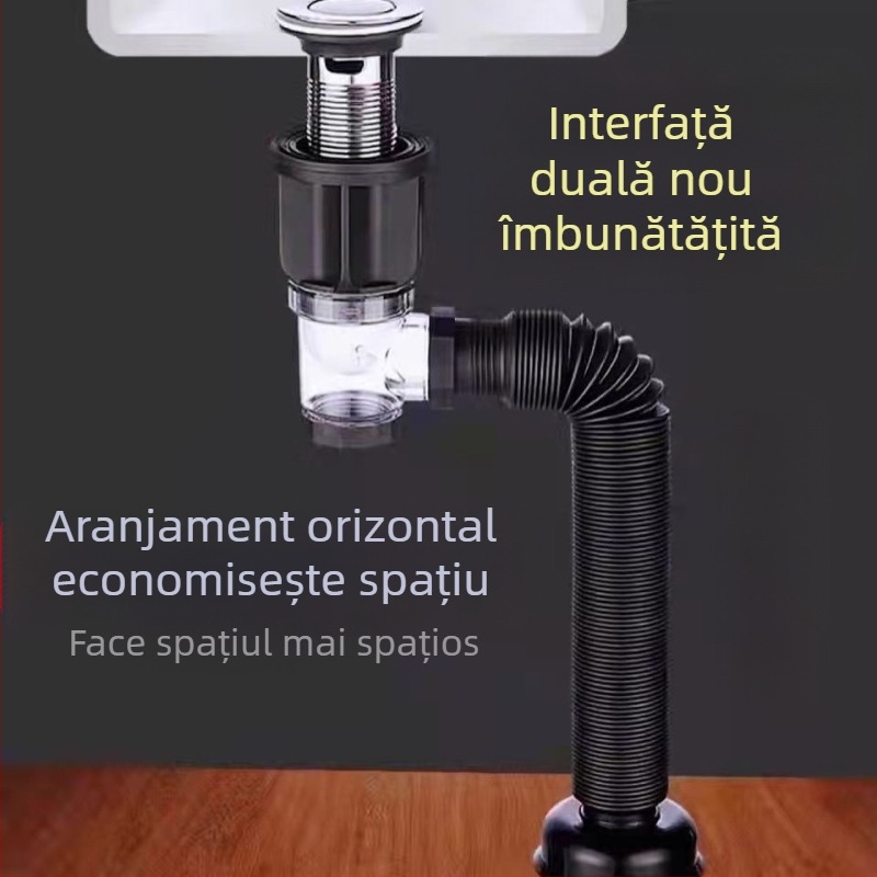 Fitings de drenaj pentru chiuvetă din ABS, formă S, tip tragere, design electroplatat bidirecțional, procesare personalizabilă
