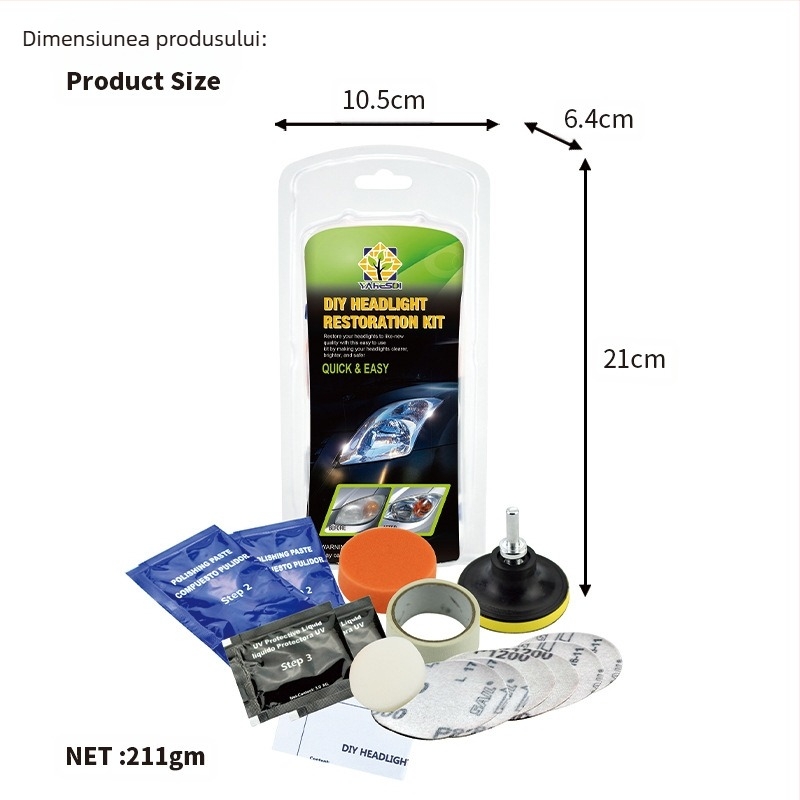 Kit de lustruire și reparare a farurilor auto, modelul YH001DDA1, procesare personalizată disponibilă, origine Shanghai